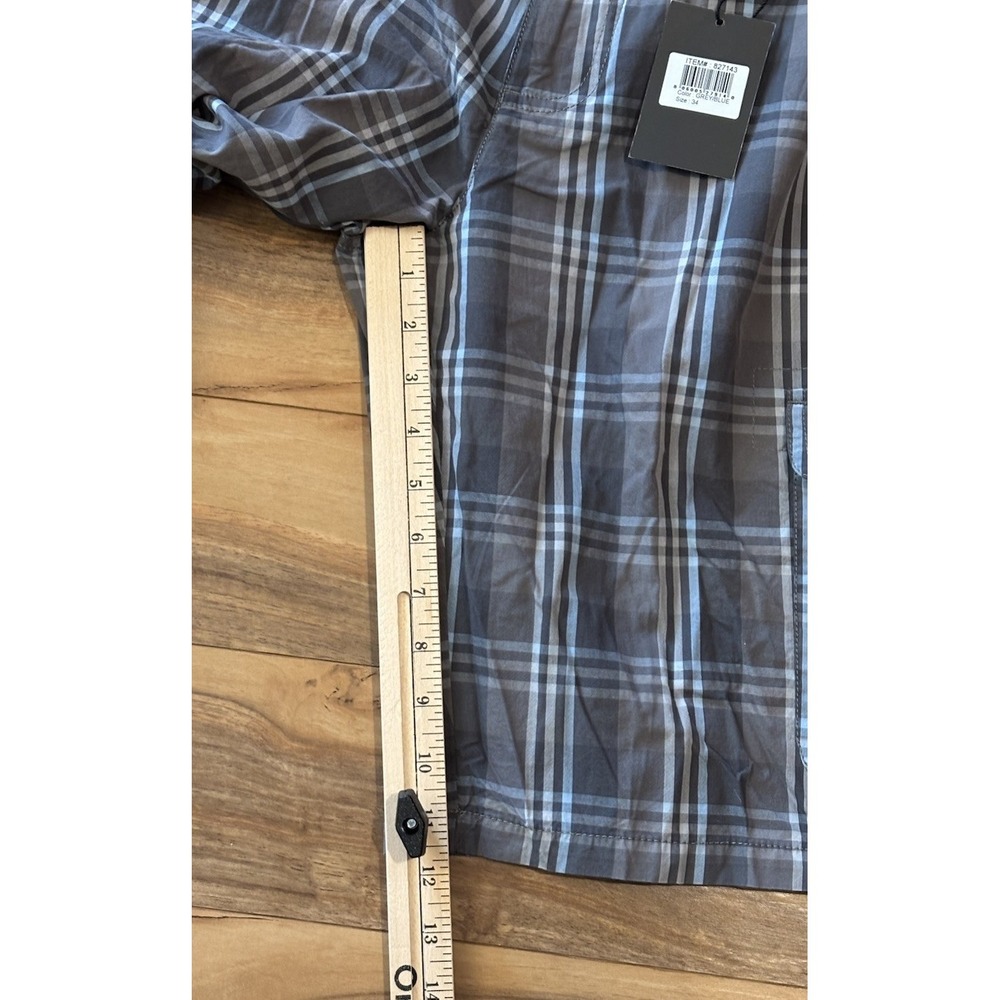 Age of Wisdom Mens Size 34 Grey Blue‎ Plaid Cotton Cargo Shorts Preppy NWT - Picture 8 of 8